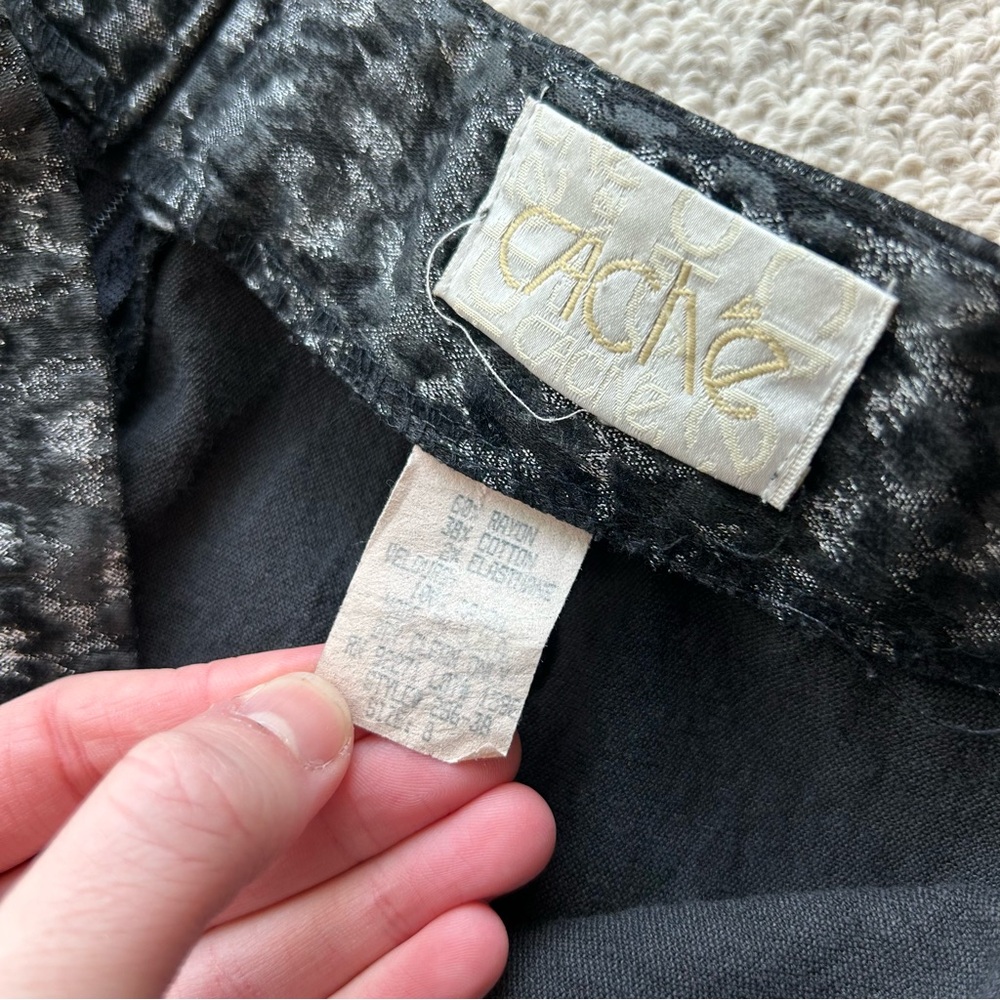 Cache Vintage Dark Leopard Print Slim Leg Slacks Pants - Picture 2 of 9